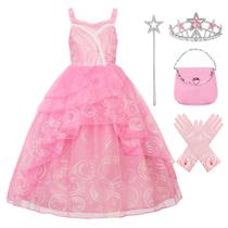 Vestido de fantasia Glinda para meninas EleFairy 5-6Y com acessórios