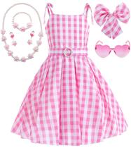 Vestido de fantasia Golray Plaid com acessórios para meninas, 7 peças