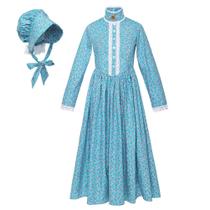 Vestido de fantasia GRACEART Pioneer Girl Colonial Prairie 100% algodão Vestido de fantasia GRACEART Pioneer Girl Colonial Prairie 100% algodão