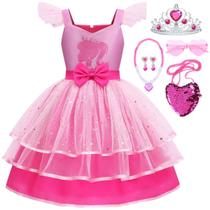 Vestido de fantasia iTVTi Girls Pink Cosplay Halloween 4-5 anos Vestido de fantasia iTVTi Girls Pink Cosplay Halloween 4-5 anos