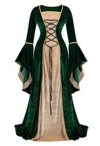 Vestido de fantasia Kranchungel Verde Renascentista Medieval para Mulheres