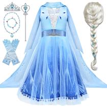 Vestido de fantasia Tacobear Frozen Elsa para meninas com acessórios Vestido de fantasia Tacobear Frozen Elsa para meninas com acessórios