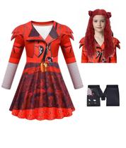 Vestido de fantasia Xefenki Rise of Red para meninas e crianças de 9 a 10 anos com peruca