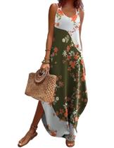 Vestido de férias Zeagoo Summer Maxi com decote em V sem mangas amarelo Vestido de férias Zeagoo Summer Maxi com decote em V sem mangas amarelo