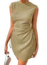 Vestido de festa Acelitt sem mangas recortado com cordão cáqui Vestido de festa Acelitt sem mangas recortado com cordão cáqui
