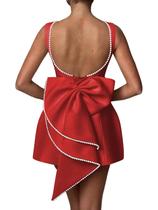 Vestido de festa Aosadin Mini Prom vermelho acetinado para mulheres tamanho 12 Vestido de festa Aosadin Mini Prom vermelho acetinado para mulheres tamanho 12