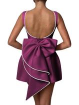 Vestido de festa Aosadin Orchid Satin A Line Mini Length 10