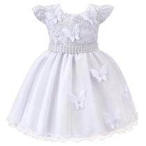 Vestido de Festa Batizado Infantil com Renda e Aplique Borboleta Branco Vestido de Festa Batizado Infantil com Renda e Aplique Borboleta Branco