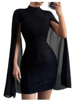 Vestido de festa BEAUDRM Wedding Guest com capa de manga preta