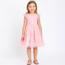 Vestido de Festa Bordado com Pérolas e Tule Menina Papilloo