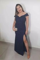Vestido de Festa Casamento Aniversário Convidada Longo Elegance Azul com Brilho, vesti do 36 ao 42