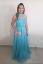 Vestido de Festa Casamento Aniversário Convidada Longo Elegance Azul Tiffany, vesti do 36 ao 42 - Closet Laurane