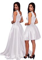 Vestido de festa casamento religioso civil 15 anos debutante 2 em 1 branco