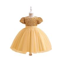 Vestido De Festa Com Lantejoulas E Laço Para Meninas, Elegante, Para Casamento, Princesa, Natal,