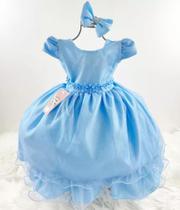 Vestido de festa de bebê luxo princesa cinderela frozen (tam p ao g) cod.000440