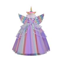 Vestido De Festa De Casamento Para Meninas Com Tema De Unicórnio E Arco-Íris, Conjunto De Três Peças