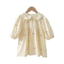 Vestido De Festa De Manga Longa Para Menina Primavera 2026 Em Algodão Com Estampa Floral Estilo