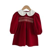 Vestido De Festa De Natal Para Meninas Com Renda E Acabamento Em Cetim, Casual Para Crianças, Roupas