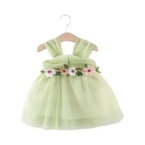 Vestido De Festa De Verão Para Bebê Menina, Doce Vestido De Princesa Com Flores E Tule, Traje De