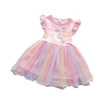 Vestido De Festa De Verão Para Meninas Com Mangas Voando, Roupas Infantis De 3 a 8 Anos, Vestidos