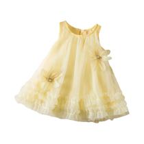 Vestido De Festa De Verão Para Meninas Sem Mangas Em Cor Sólida Com Bordas Plissadas E Flores 3D