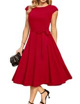 Vestido de festa DRESSTELLS Modest Formal Wedding Guest vermelho