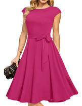 Vestido de festa DRESSTELLS Modest Summer Aline Fuchsia L feminino