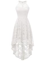 Vestido de festa Dressystar 2028 Halter Floral Lace White Women