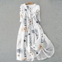 Vestido De Festa Elegante Com Botão De Lapela Floral, Mangas Três Quartos, Comprimento Midi, Traje Vestido De Festa Elegante Com Botão De Lapela Floral, Mangas Três Quartos, Comprimento Midi, Traje