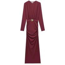 Vestido De Festa Elegante De Manga Longa Com Babados Vermelho Para Mulheres Vestido De Primavera