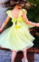 Vestido de Festa em Leise Lima com Babados e Tule Vestido de Festa em Leise Lima com Babados e Tule