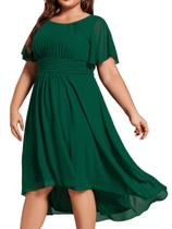 Vestido de festa Ever-Pretty Plus em chiffon verde escuro tamanho 22