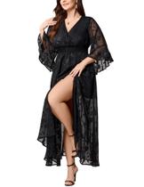 Vestido de festa EYWOL Plus Size Elegant Black Split Long