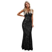 Vestido de festa feminino com lantejoulas glitter elástico longo formal de baile