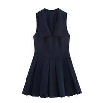 Vestido De Festa Feminino Primavera Elegante Chique Com Pregas, Sem Mangas, Gola O, Modelo Evasê