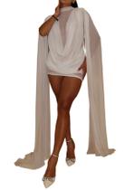 Vestido de festa Geulis Sheer Mesh Mini Bodycon Ruched White Women Vestido de festa Geulis Sheer Mesh Mini Bodycon Ruched White Women