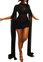 Vestido de festa Geulis Sheer Mesh Mini Ruched Bodycon Black Women Vestido de festa Geulis Sheer Mesh Mini Ruched Bodycon Black Women