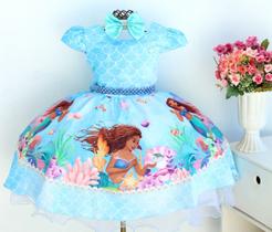 Vestido De Festa Infantil Ariel Pequena Sereia Filme E Tiara