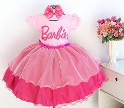 Vestido De Festa Infantil Barbie Aniversário Luxo E Tiara