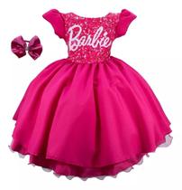 Vestido De Festa Infantil Barbie Aniversário Luxo E Tiara