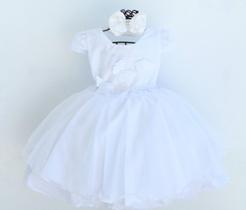 Vestido De Festa Infantil Branco Borboleta Luxo E Tiara Vestido De Festa Infantil Branco Borboleta Luxo E Tiara