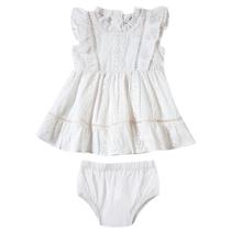 Vestido de Festa Infantil Branco em Laise com Calcinha Bebê Revellion Batizado TipTop Verão 13200402