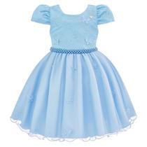 Vestido de Festa Infantil com Busto de Renda Azul Claro