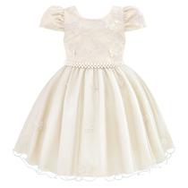 Vestido de Festa Infantil com Busto deRendaOff White