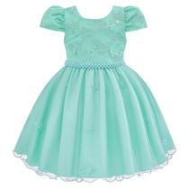 Vestido de Festa Infantil com Busto deRendaVerde Claro Vestido de Festa Infantil com Busto deRendaVerde Claro