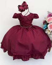 Vestido De Festa Infantil Daminhas Marsala luxo Vestido De Festa Infantil Daminhas Marsala luxo