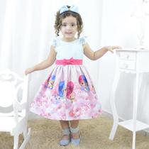 Vestido de festa infantil das gêmeas Shimmer e Shine