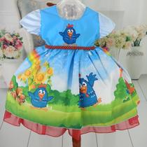 Vestido de Festa Infantil Galinha Pintadinha Azul 1 ano