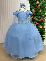 Vestido de Festa Infantil Longo Azul Bebe Daminha Menina para Meninas Vestido de Festa Infantil Longo Azul Bebe Daminha Menina para Meninas