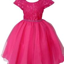 Vestido de festa infantil luxo pink cinto em perolas busto bordado - Loripop